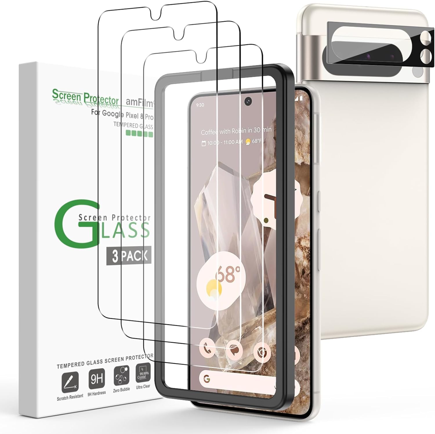 Amazon.com: amFilm 3+1 Pack for Google Pixel 8 Pro Screen